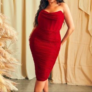 Lavish Alice Mesh Corset Midi Dress